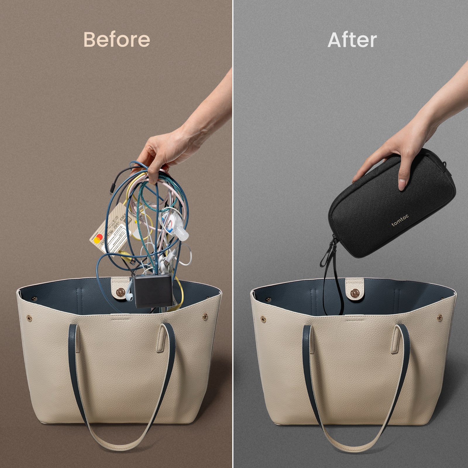 Before: A hand holding a bag with wires coming out of it.
After: A hand holding a bag with wires coming out of it.