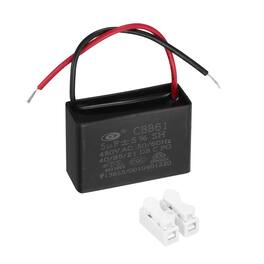 Unique Bargains - 5uF CBB61 Ceiling Fan Capacitor, AC 450V 2 Wires with Terminal Blocks for Pump Motor Generator Blower - Black