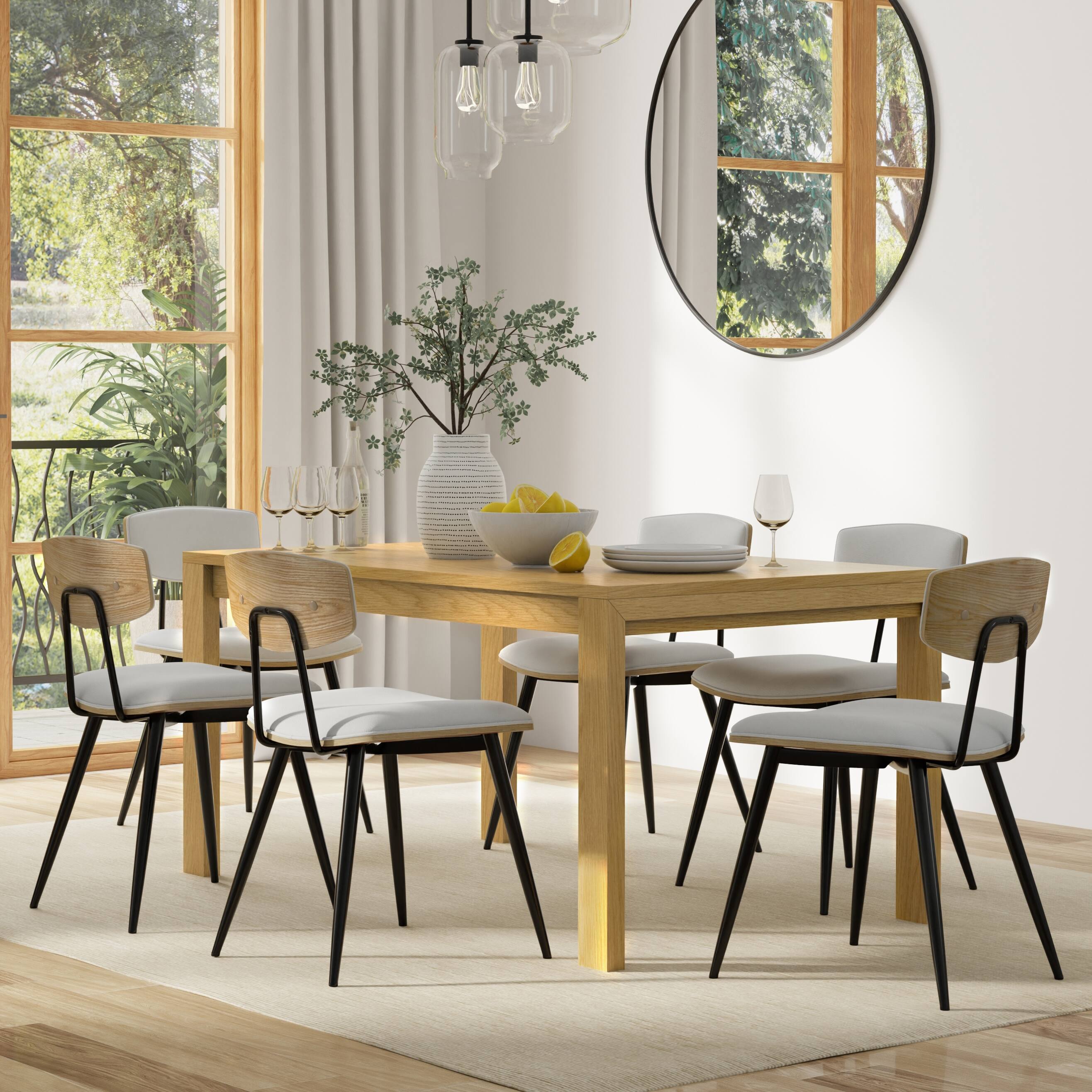 Angle. Simpli Home - Wilson 60 inch x 36 inch Rectangle Transitional Dining Table in Oak Veneer - Oak Veneer.