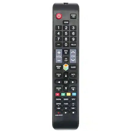 SOURCE HDMI 1 2 3 4 5 6 7 8 9 0 PRE-CH + VOL - MUTE CH LIST CH MENU ... GUIDE TOOLS INFO f RETURN EXIT A C D Family Story SEARCH MTS SUPPORT - P .SIZE CC - AA59-00588A