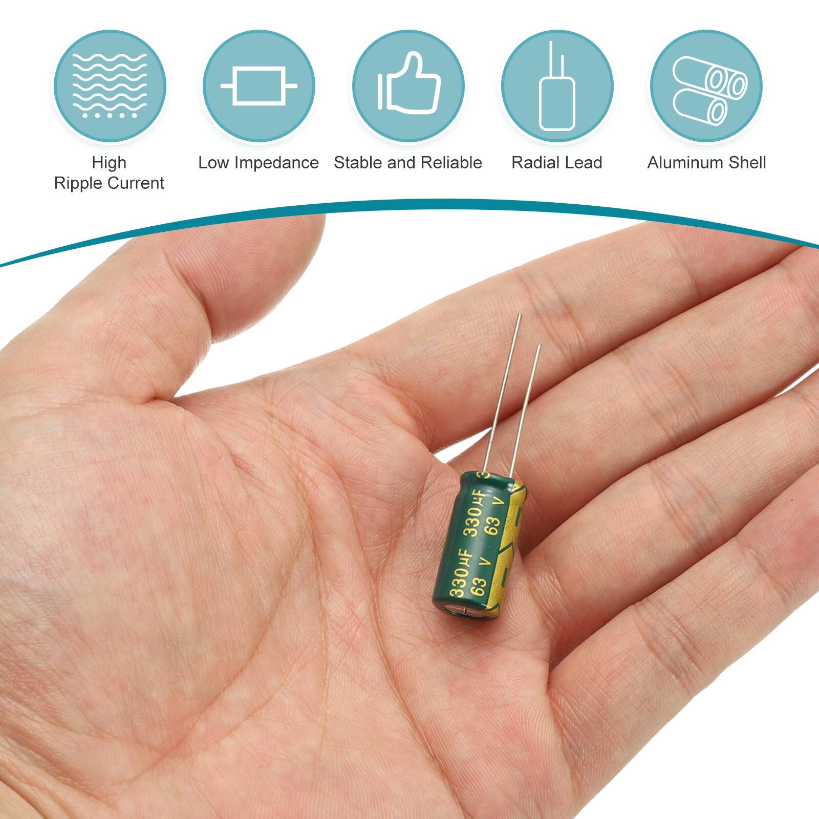 High Ripple Current Low Impedance Stable and Reliable Radial Lead Aluminum Shell V 330F 63 > 330HF 63