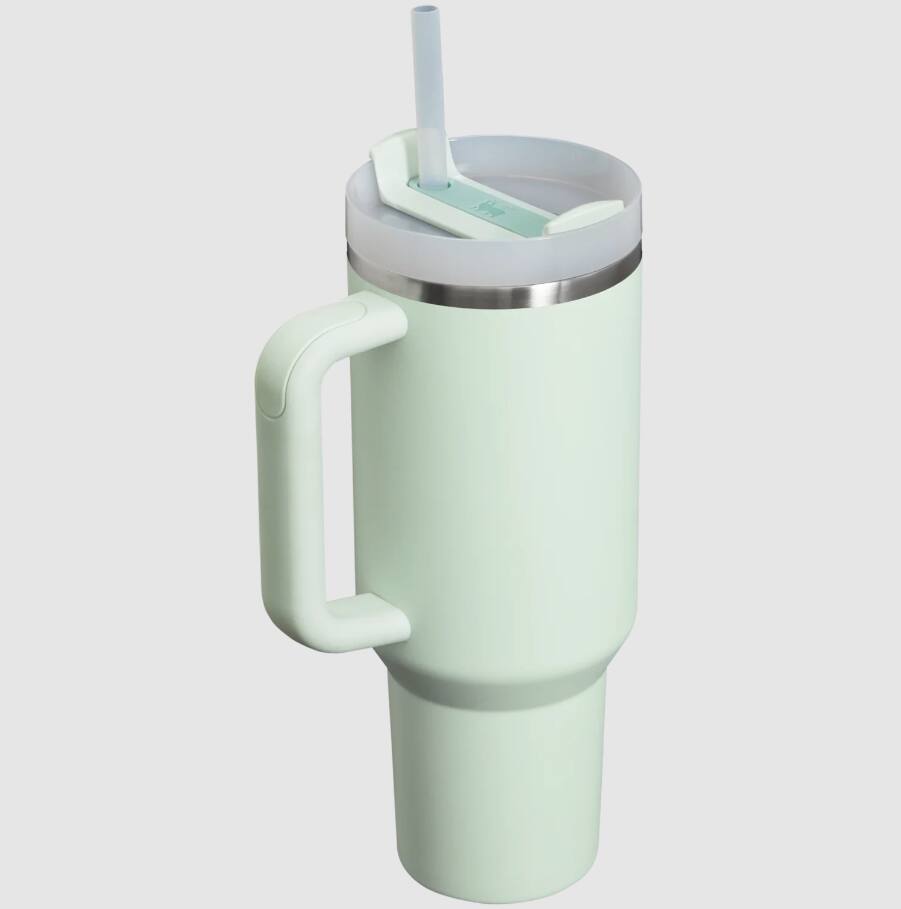 Angle. Stanley - Stanley Quencher H2.0 Tumbler with Handle & Straw 40 oz Mist - Mist.