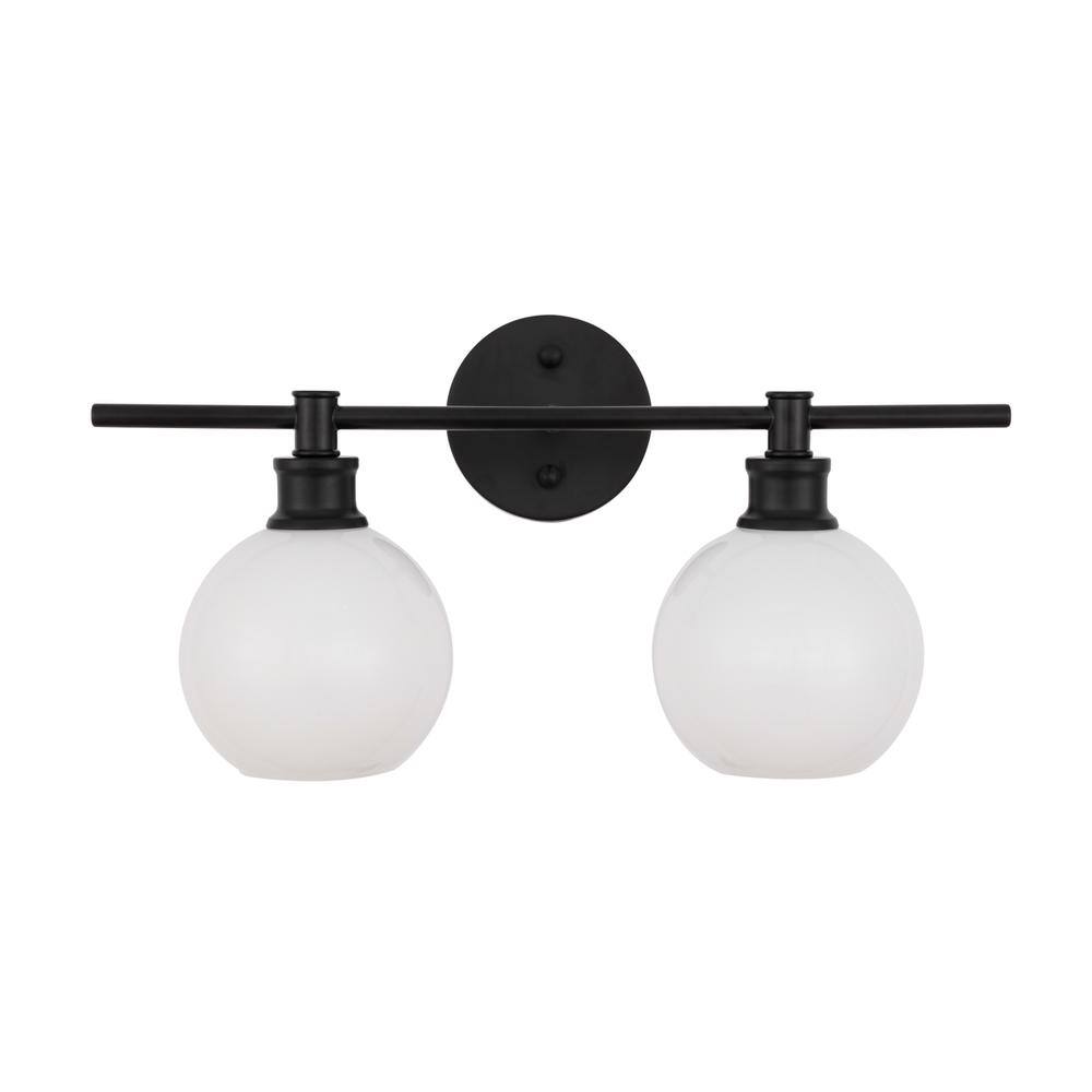Alt View 1. Living District - Collier 2 light Black and Frosted white glass Wall sconce - Black And Frosted White Glass.