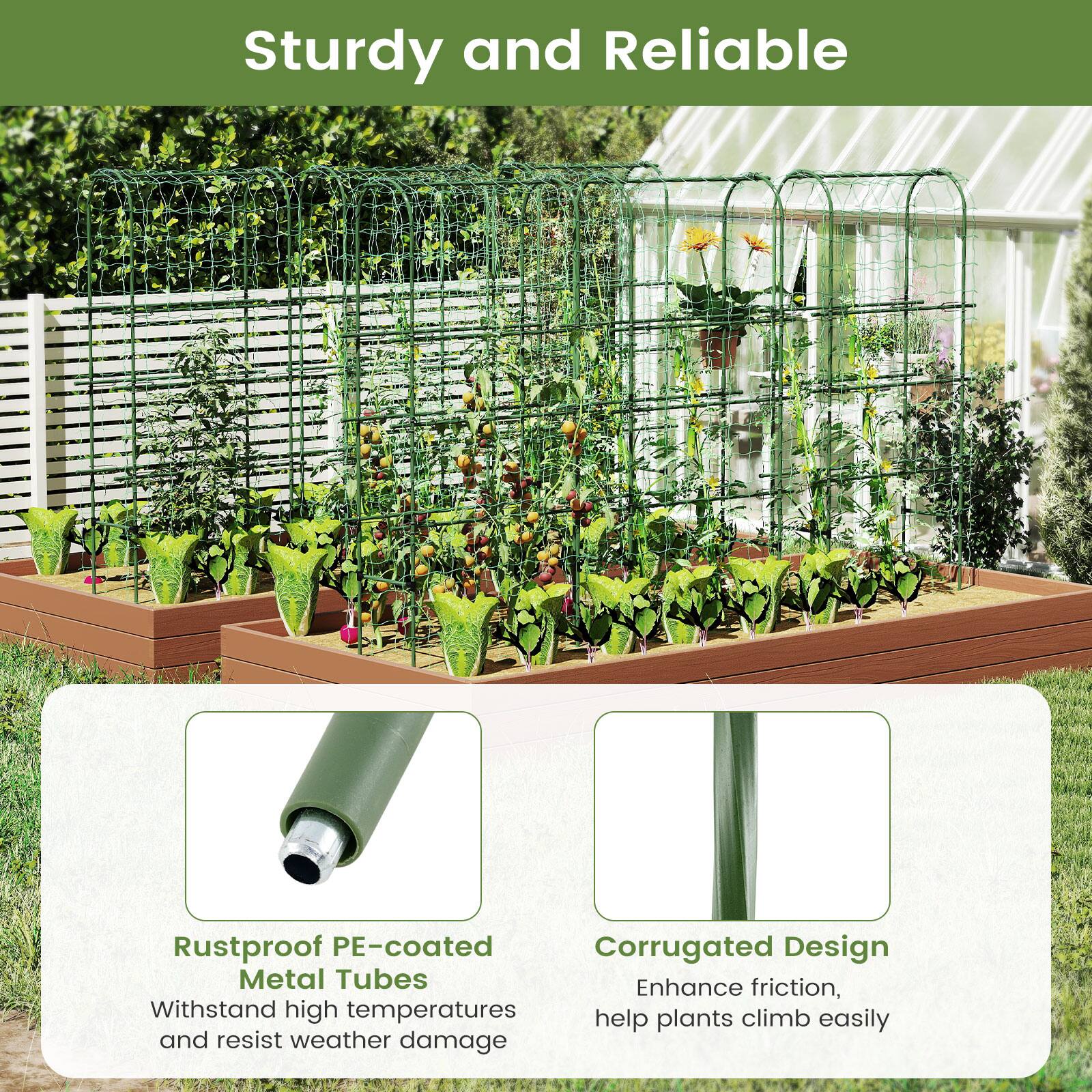 Sturdy and Reliable

Rustproof PE-coated Metal Tubes
Withstand high temperatures and resist weather damage

Corrugated Design
Enhance friction, help plants climb easily