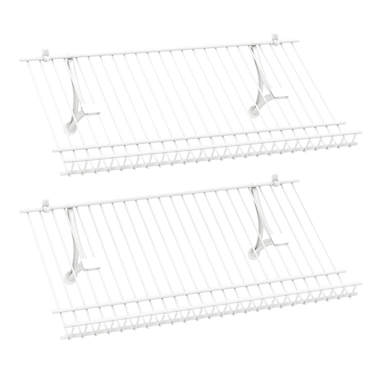 Alt View 9. Gymax - Gymax Set of 2 Metal Wire Shelving Unit Sloping Shoe Racks w/ Heightened Edge - White.
