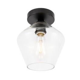 Living District - Gene 1 light Flush mount - Black And Clear Glass