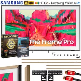 Samsung - 85" The Frame Pro Neo QLED 4K TV (2025) w/ Teak Bezel + Protection Bundle
