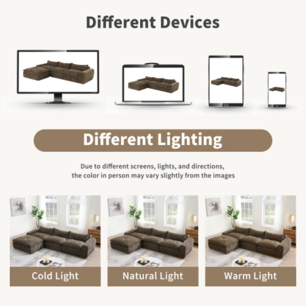 Different Devices  
Different Lighting  

Due to different screens, lights, and directions, the color in person may vary slightly from the images  

Cold Light  
Natural Light  
Warm Light