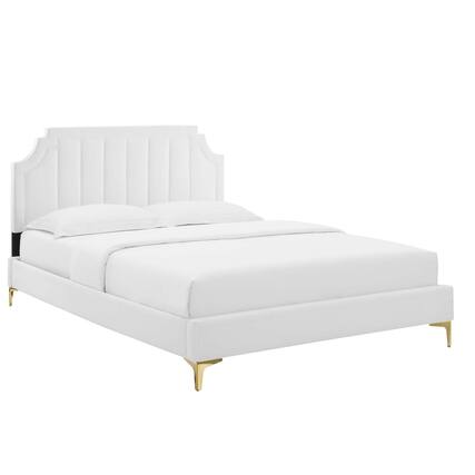 Front. Modway - Sienna Performance Velvet Queen Platform Bed - White.