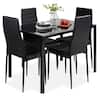 Front. Best Choice Products - Best Choice Products 5-Piece Kitchen Dining Table Set w/ Glass Tabletop, 4 Faux Leather Chairs - Black - Black.