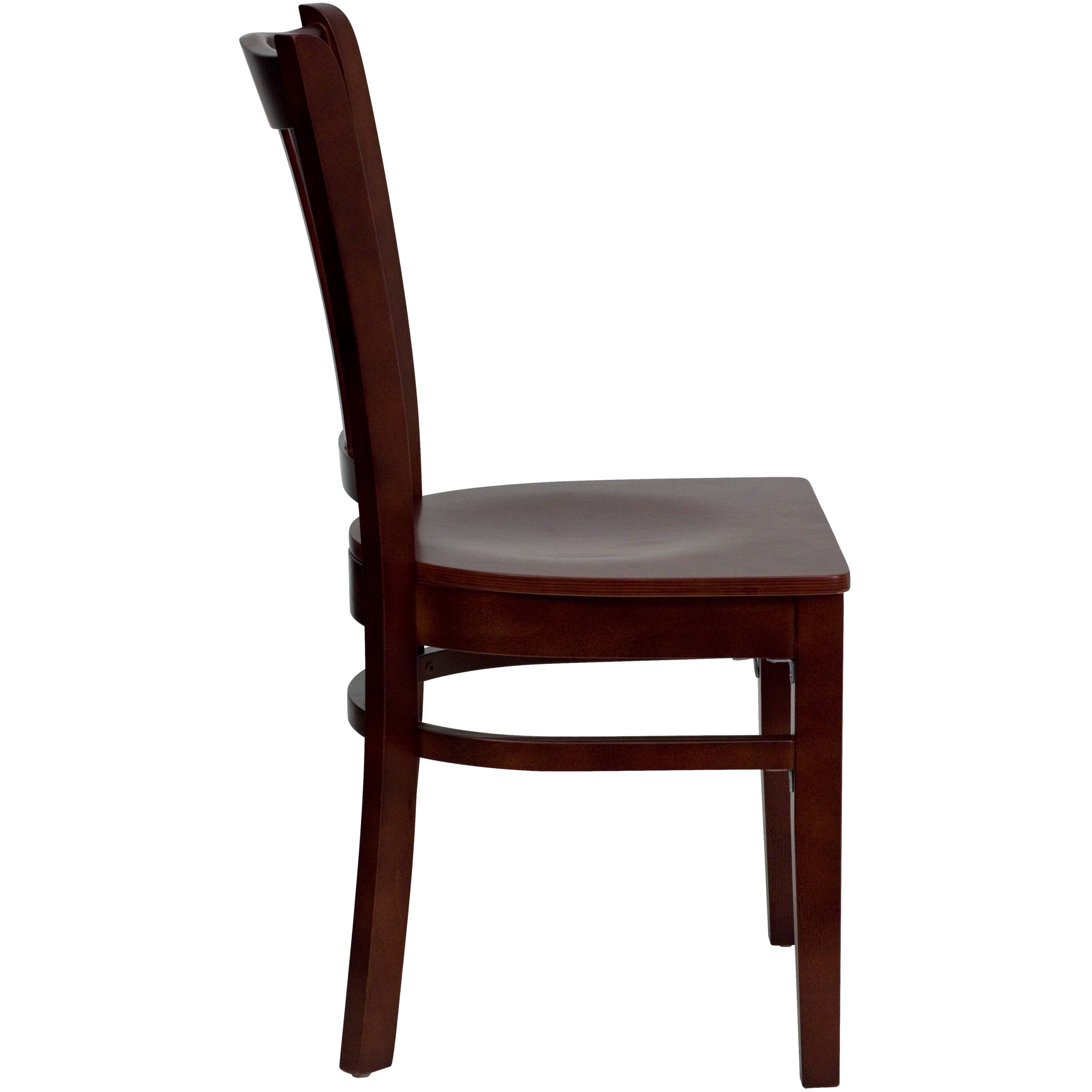 Alt View 4. Emma + Oliver - Vertical Slat Back Wooden Restaurant Dining Chair - Mahogany Wood Seat/Mahogany Wood Frame.