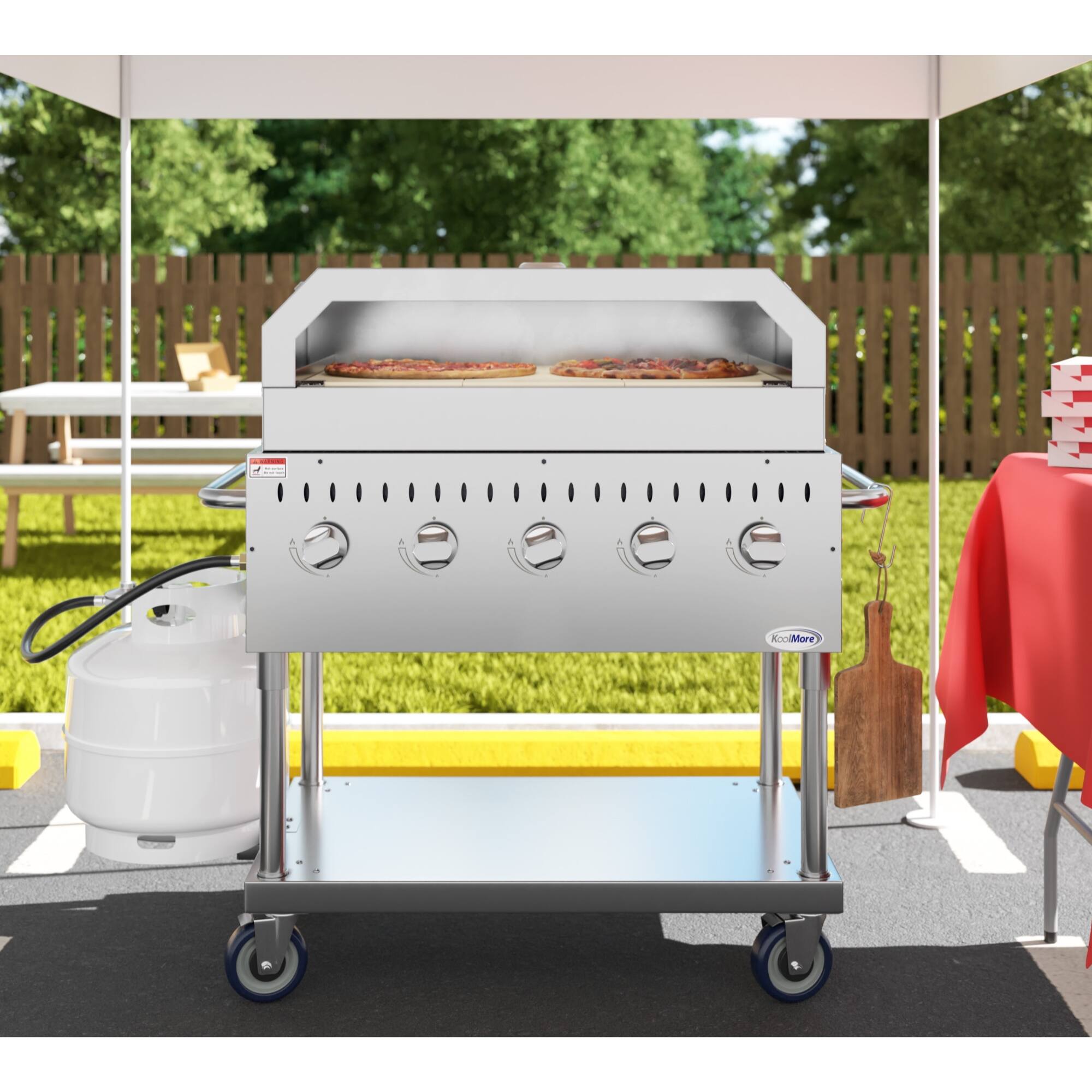 Back. Koolmore - 36 in. Commercial Outdoor Propane Grill With Pizza Oven in Stainless-Steel (CGKIT3-36P) - Stainless Steel.