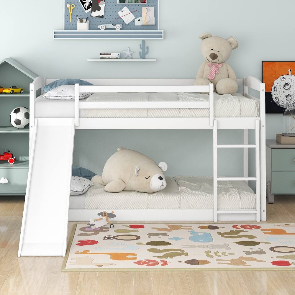 Alt View 4. Loheer - Loheer Twin Over Twin Bunk Bed with Slide and Ladder White - White.