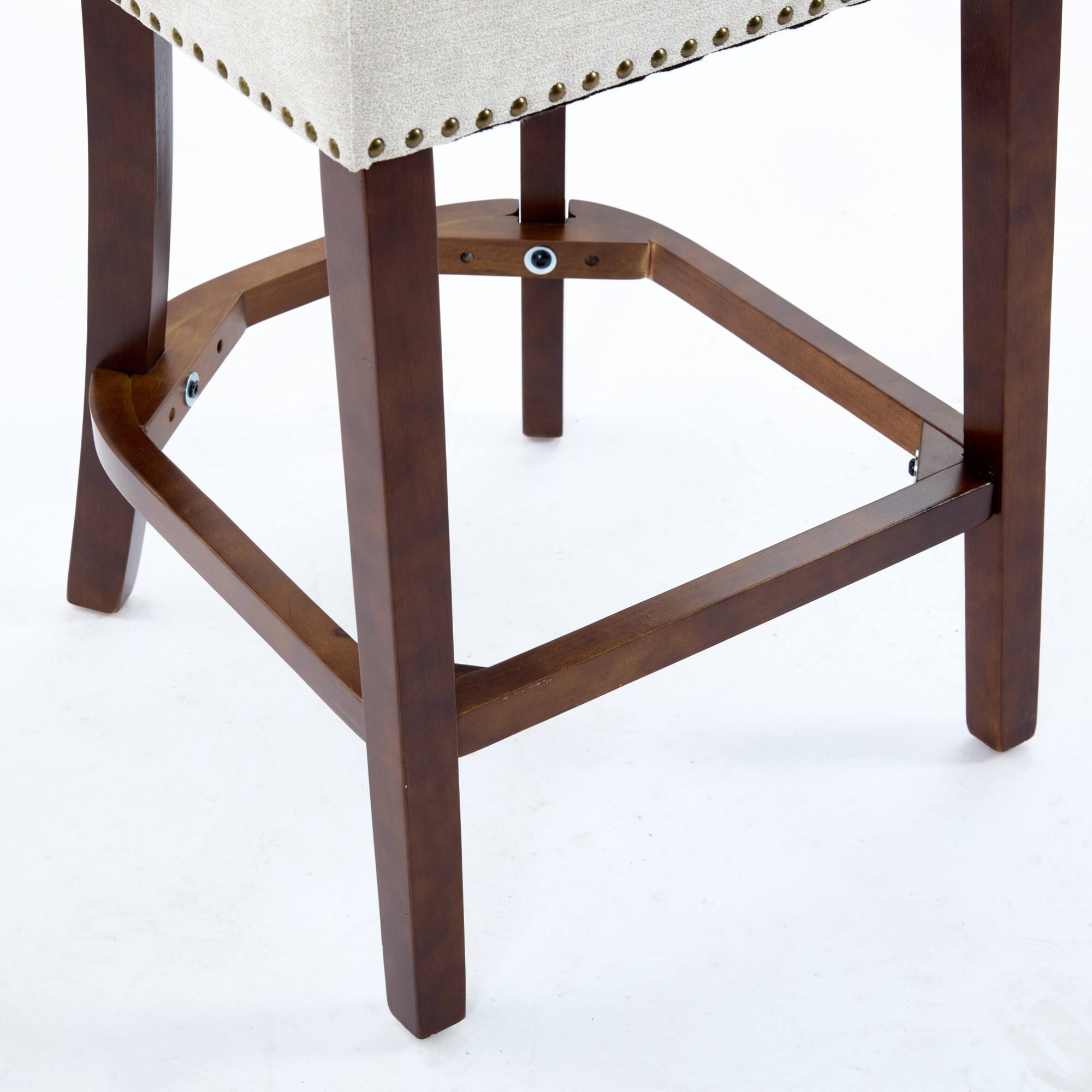 Alt View 8. GOODSILO - Modern Counter Height Bar Stools Set of 2, Farmhouse Upholstered Accent Chairs with Curved Backrest and Hardwood Frame - Beige.