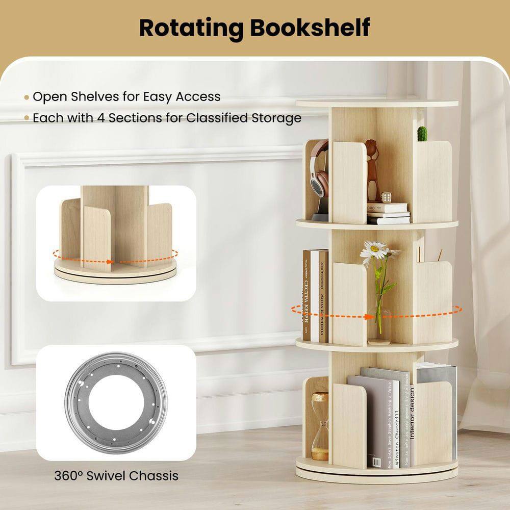 Rotating Bookshelf

- Open Shelves for Easy Access
- Each with 4 Sections for Classified Storage

360° Swivel Chassis