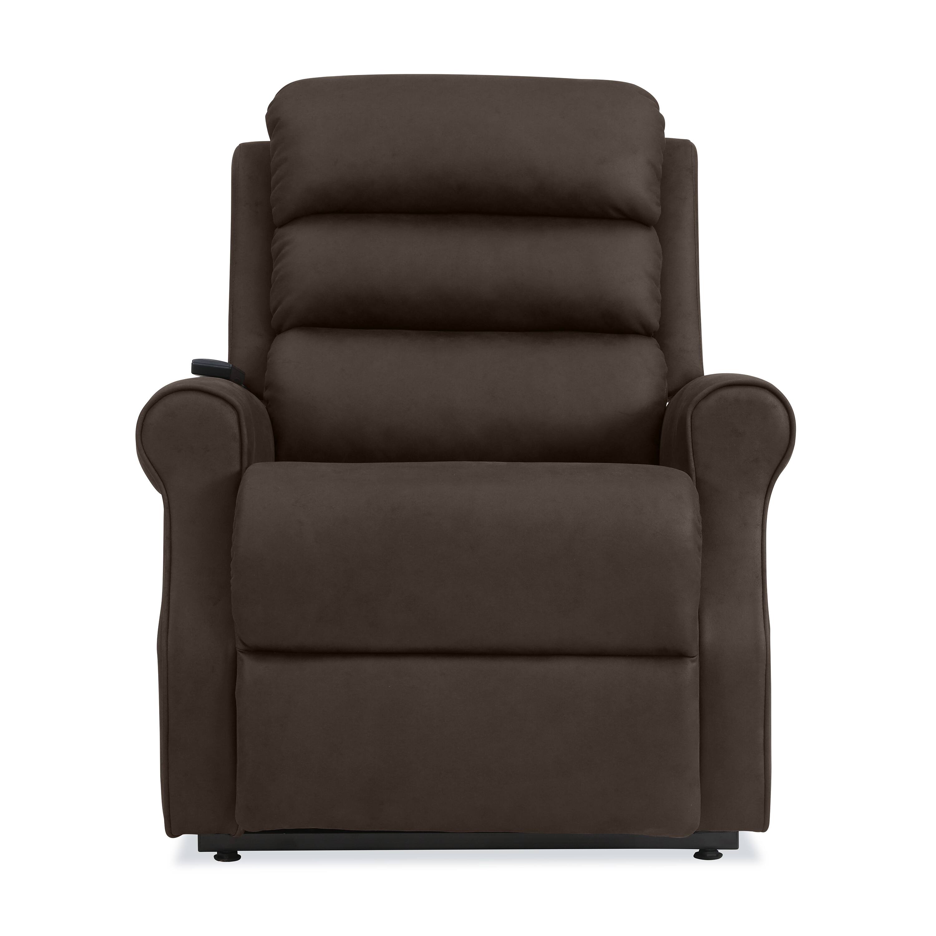 Front. ProLounger - Lameur Nubuck Power Recline and Lift Chair - Chocolate Brown.
