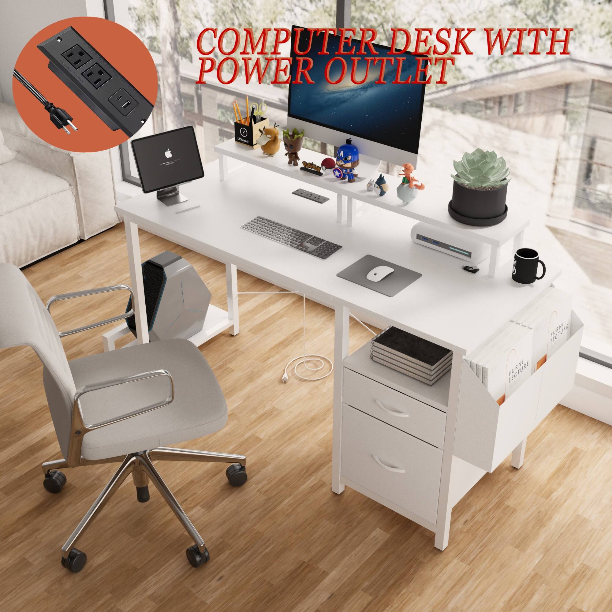 COMPUTER DESK WITH POWER OUTLET