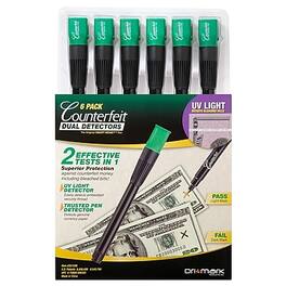 Dri Mark - Dual Detector Counterfeit Pens, 6/Pack - Black/Green