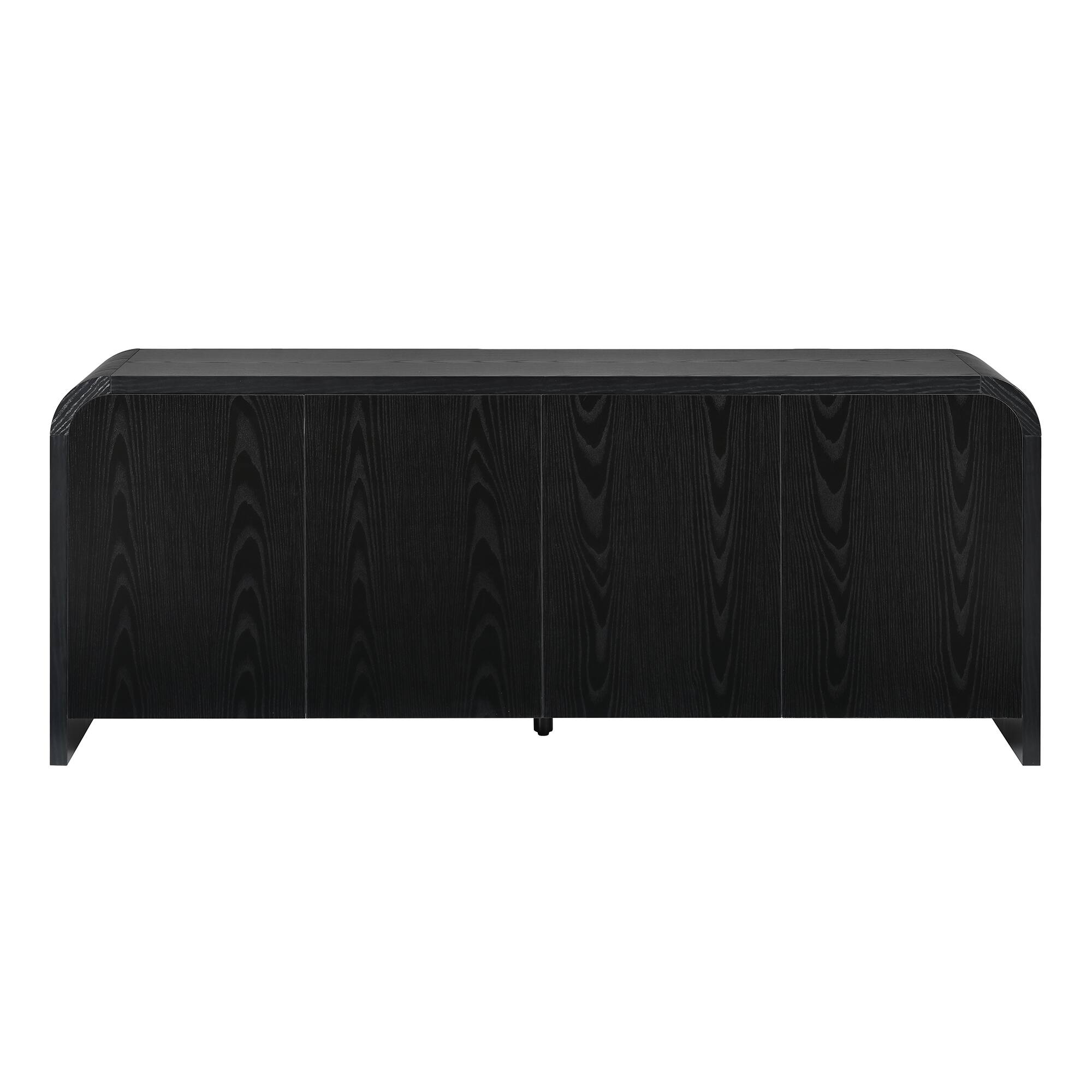 Angle. Whisen - Curved Edge TV Stand for TVs up to 70" with Push-to-Open Cabinets,Adjustable Shelves and Cable Management - Black.