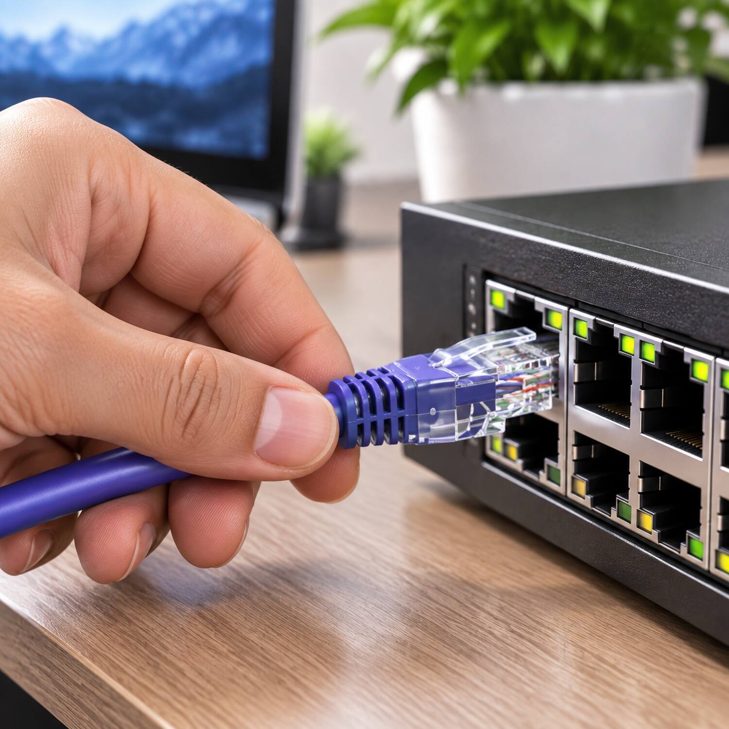 Back. Sanoxy - 0.5ft Cat6 550 MHz UTP Ethernet Network Patch Cable with Clear Snagless Boot - Purple.