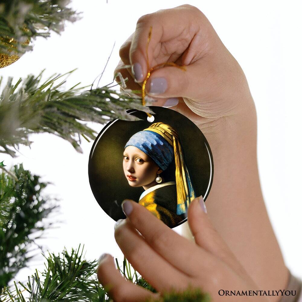 Alt View 1. OrnamentallyYou - Johannes Vermeer Girl with a Pearl Earring Ceramic Ornament Famous Painting Souvenir - Multi-colored.