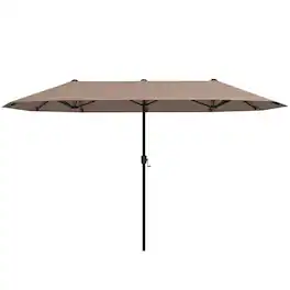 Costway - 13 FT Large Patio Umbrella Outdoor Double-Sided Table Market Umbrella for Garden - Brown