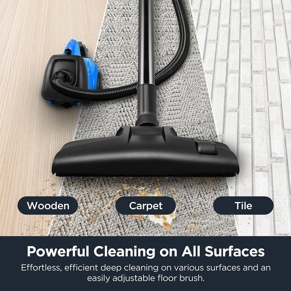 Wooden  
Carpet  
Tile  

Powerful Cleaning on All Surfaces  
Effortless, efficient deep cleaning on various surfaces and an easily adjustable floor brush.