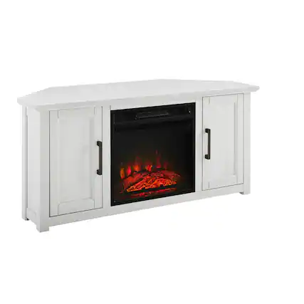 Front. Crosley Furniture - Camden Corner Fireplace Tv Stand For 50+ Inch Tv - White.
