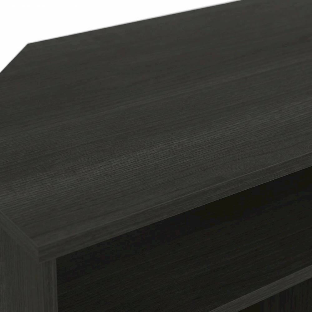 Alt View 4. FurniFact - Brown corner TV stand, up to 55 inches, solid wood, walnut veneer finish - Brown.