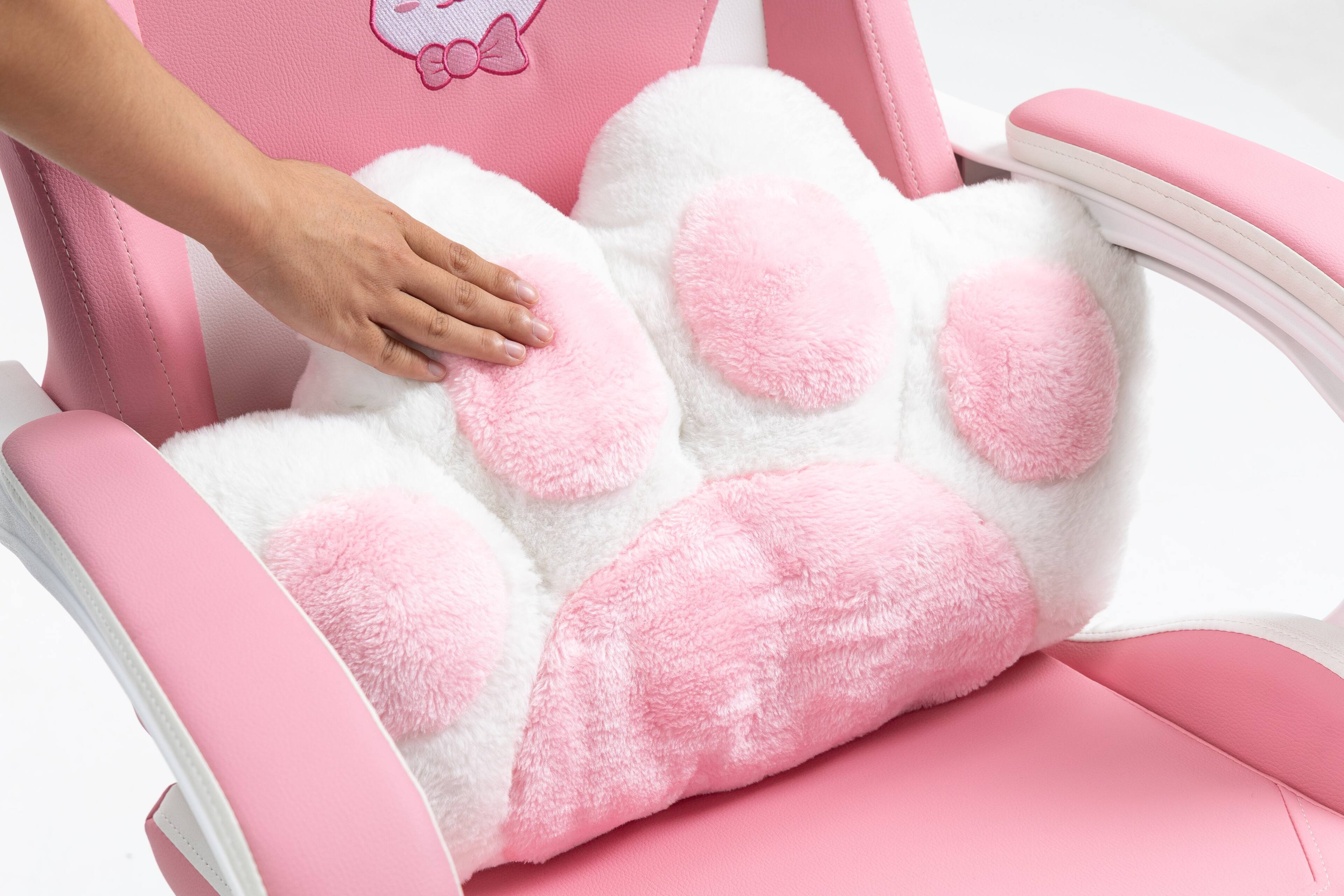 Alt View 4. Bestier - Adorable Cat Ergonomic Gaming Chair, 90°-135° Recline, Adjustable Lumbar, Headrest, Footrest - Pink.