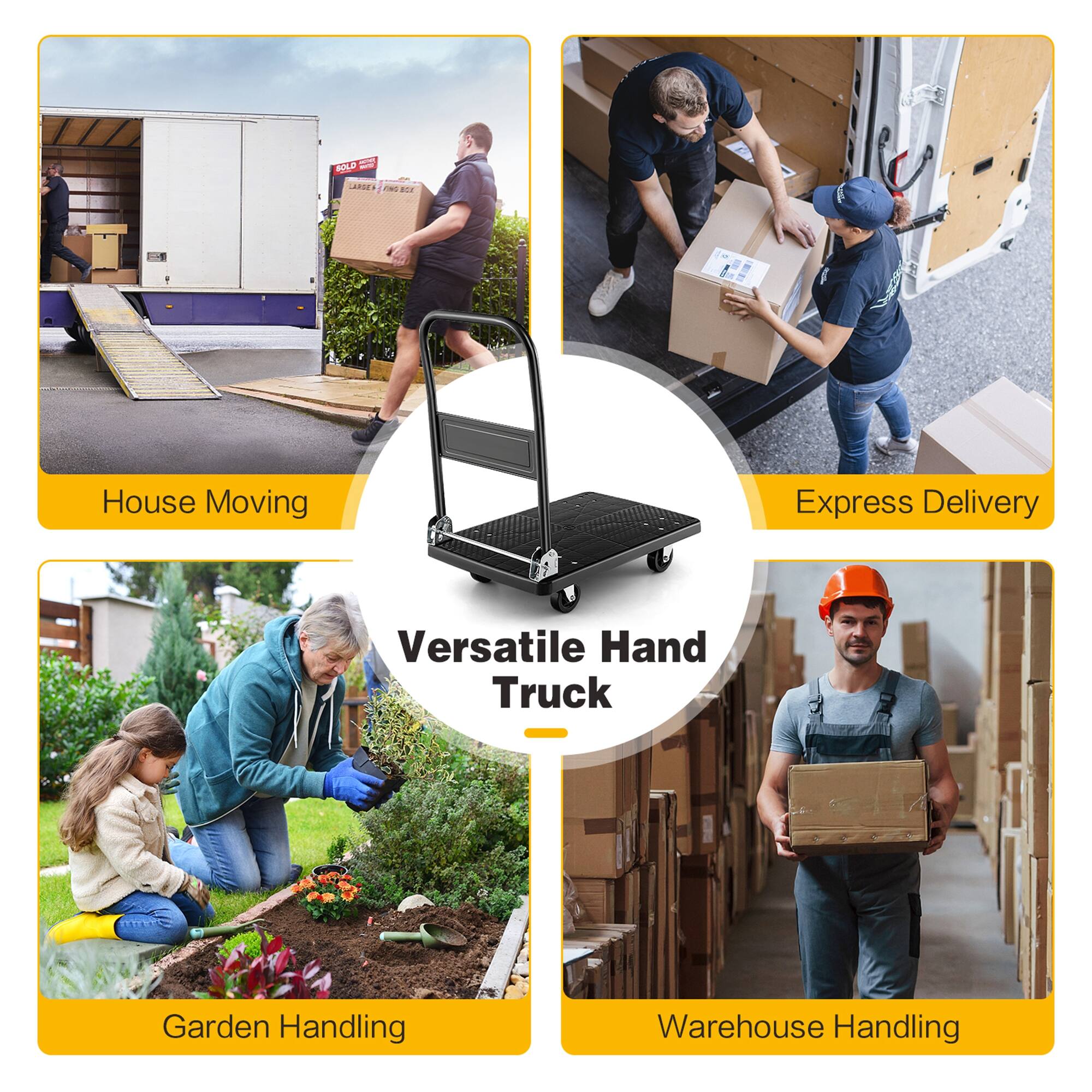 Versatile Hand Truck - House Moving - Express Delivery - Garden Handling - Warehouse Handling