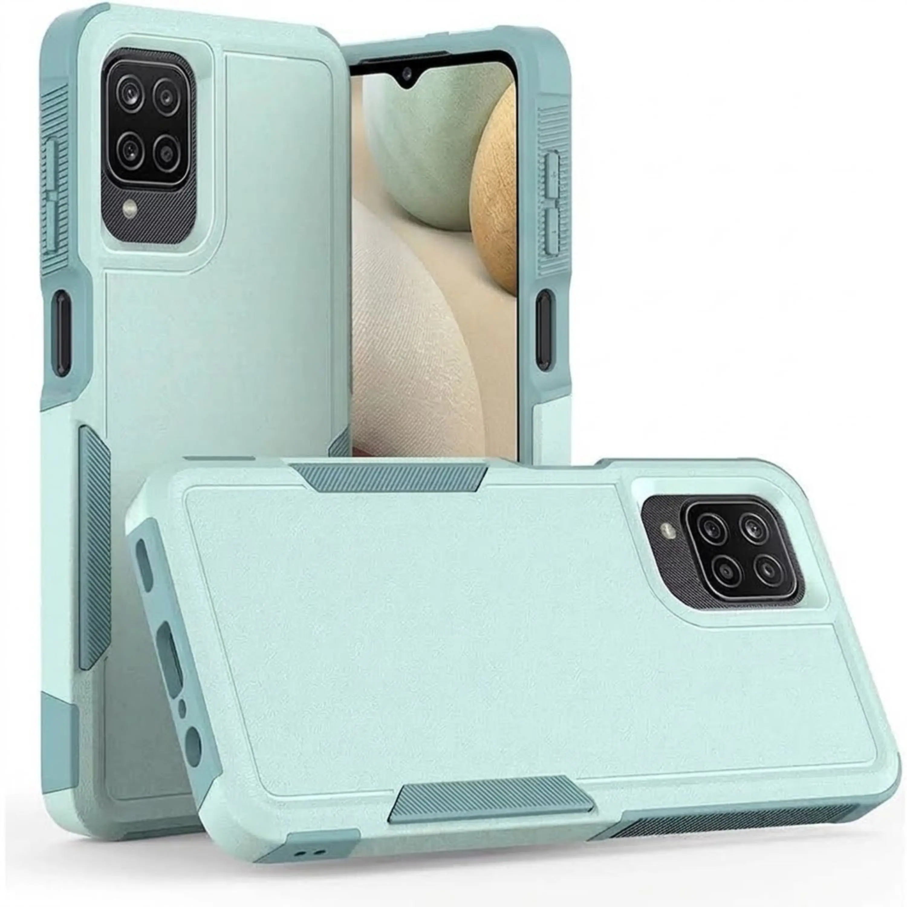 Front. Kitcheniva - Rugged Shockproof Camera Cover Case With Tempered Glass For Samsung Galaxy A12 Teal - Teal.