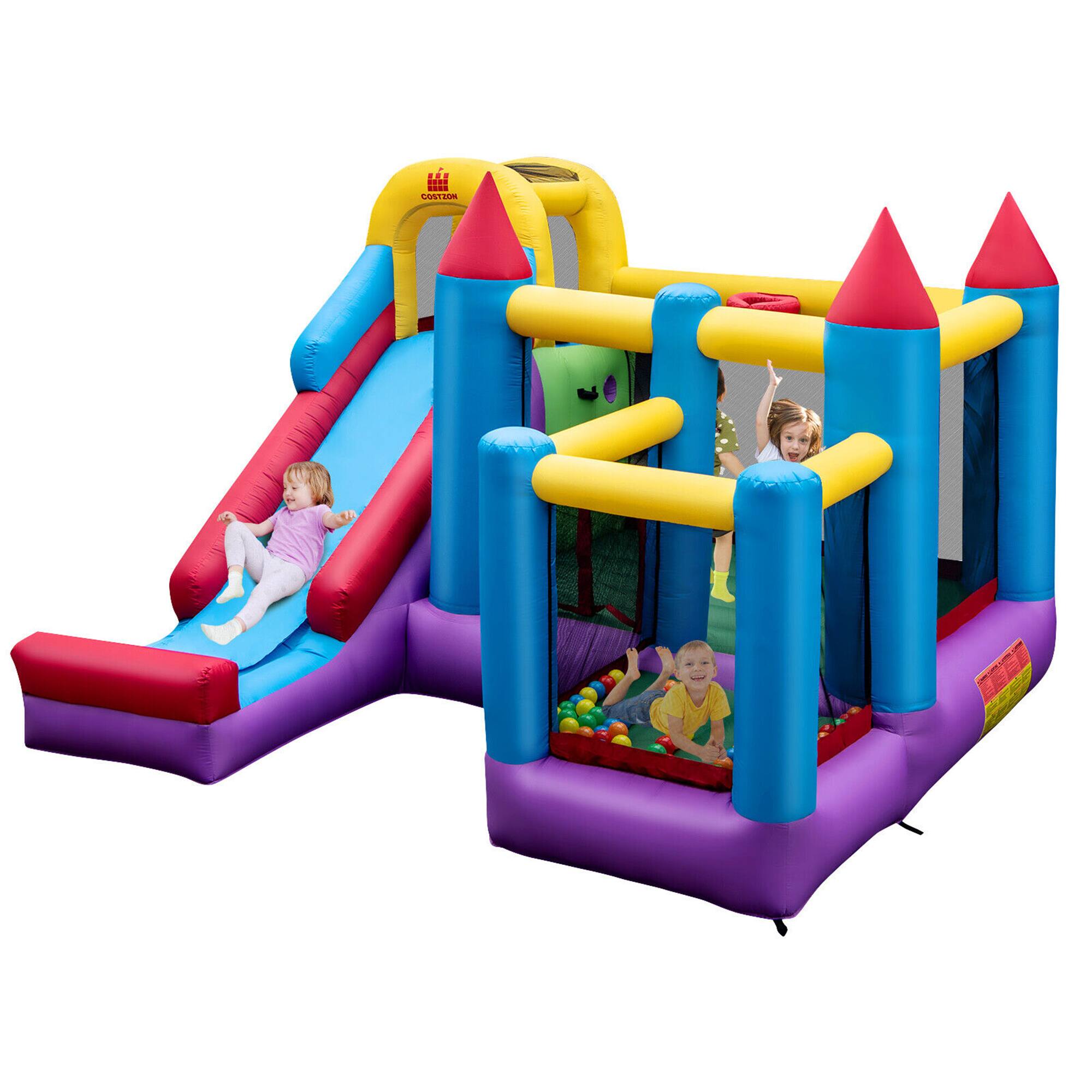 Alt View 9. Gymax - Gymax Inflatable Bounce House 5-in-1 Inflatable Bouncer Indoor & Outdoor Blower Excluded - Multicolor.