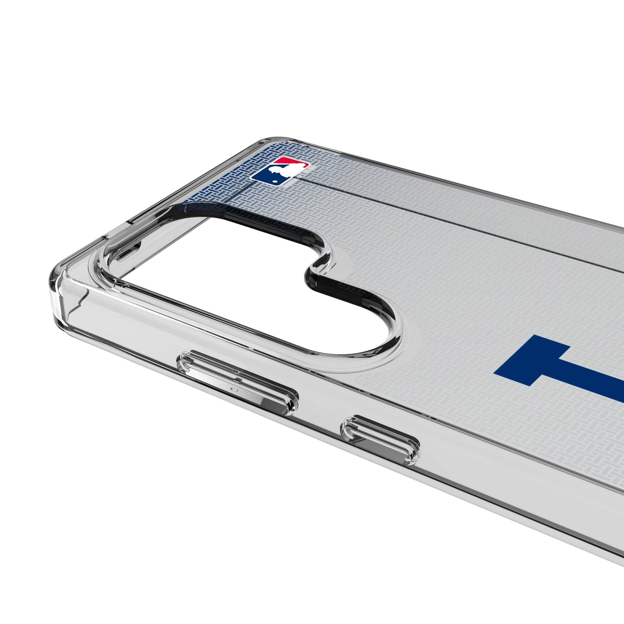 Alt View 2. Keyscaper - Los Angeles Dodgers Linen Logo Galaxy Clear Case - S23 Ultra - Multicolor.