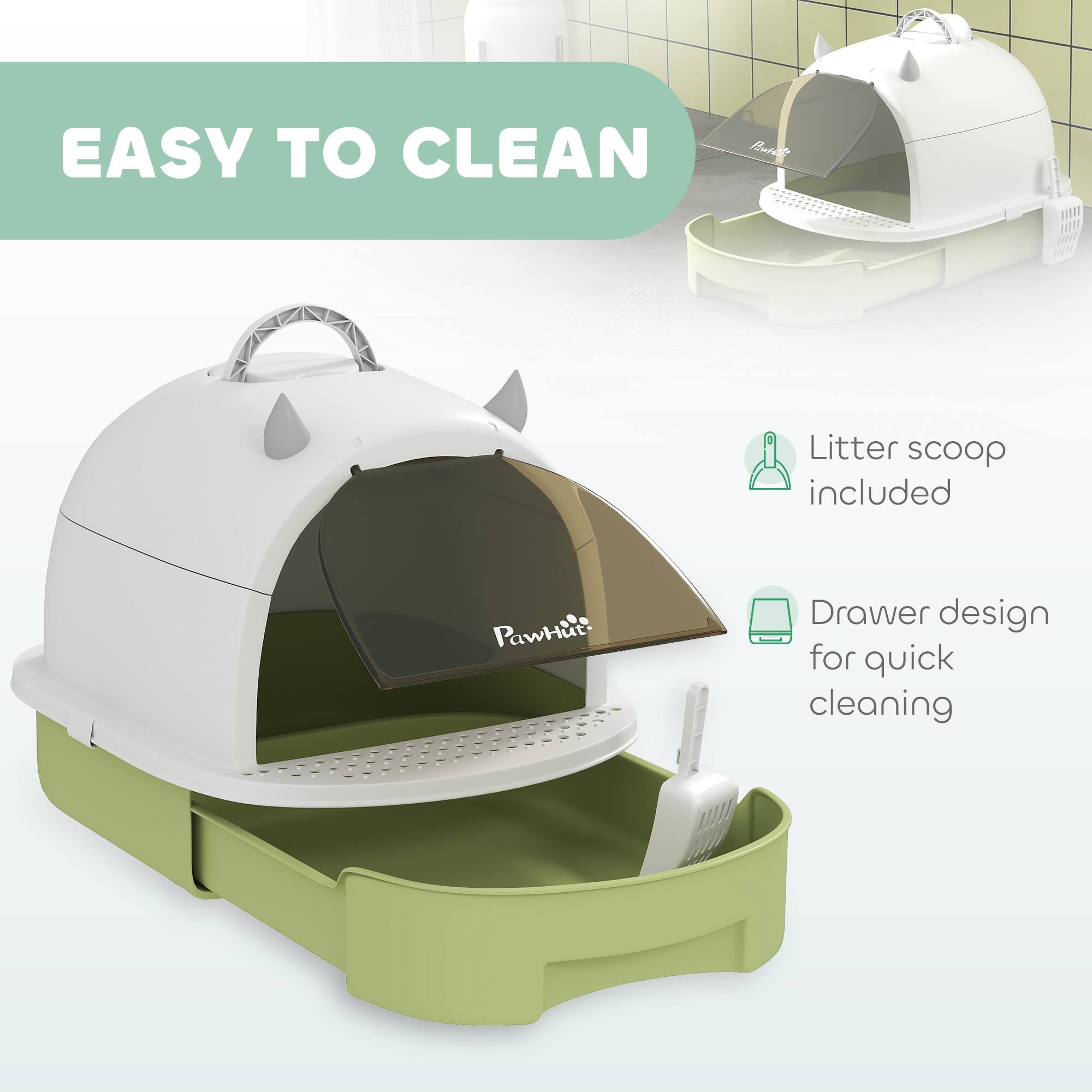 EASY TO CLEAN

- Litter scoop included
- Drawer design for quick cleaning