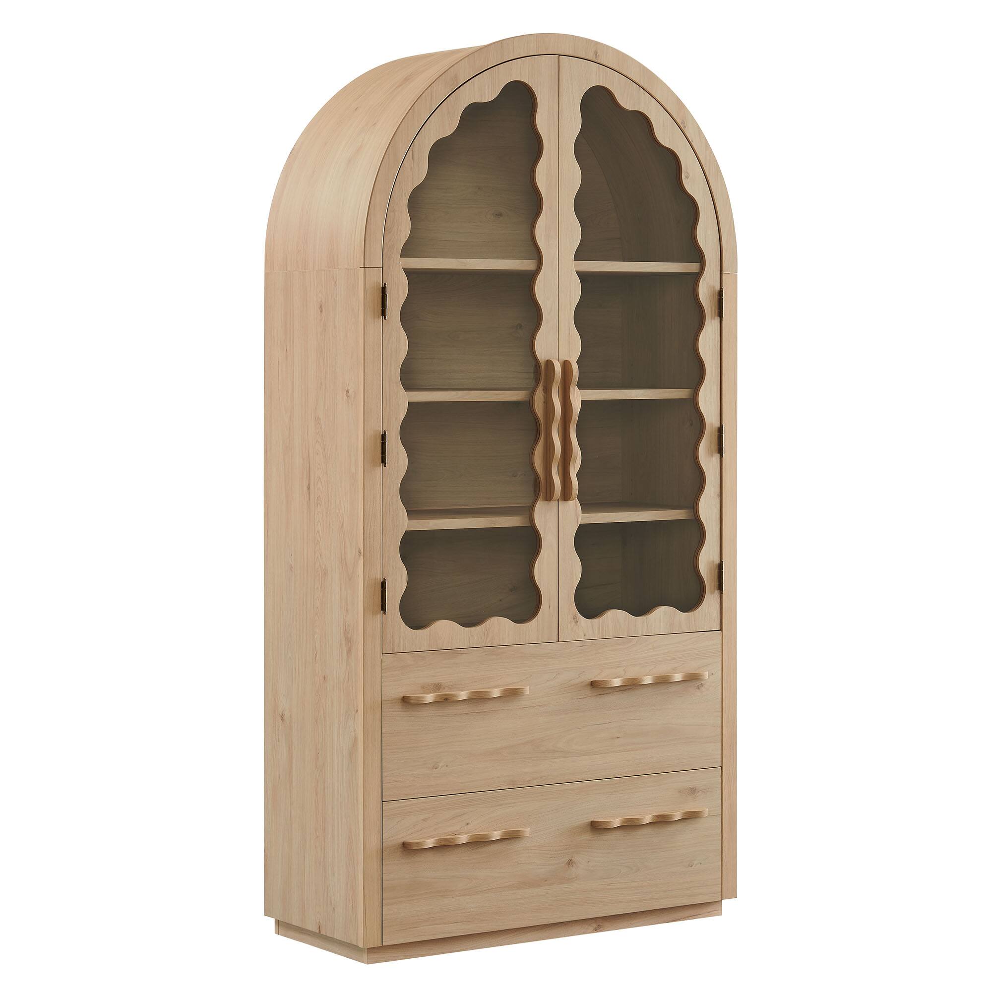 Angle. Modway - Rory 76 Inch Arched Kitchen Pantry Cabinet by Modway - Light Oak.