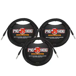 3x Pig Hog 10ft 1/4" TRS - 1/4" TRS Cable - Black
