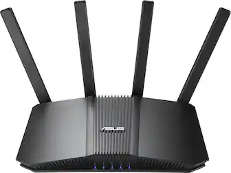 Front. ASUS - RT-BE82U BE6500 Dual-Band Wi-Fi 7 Router - Black.