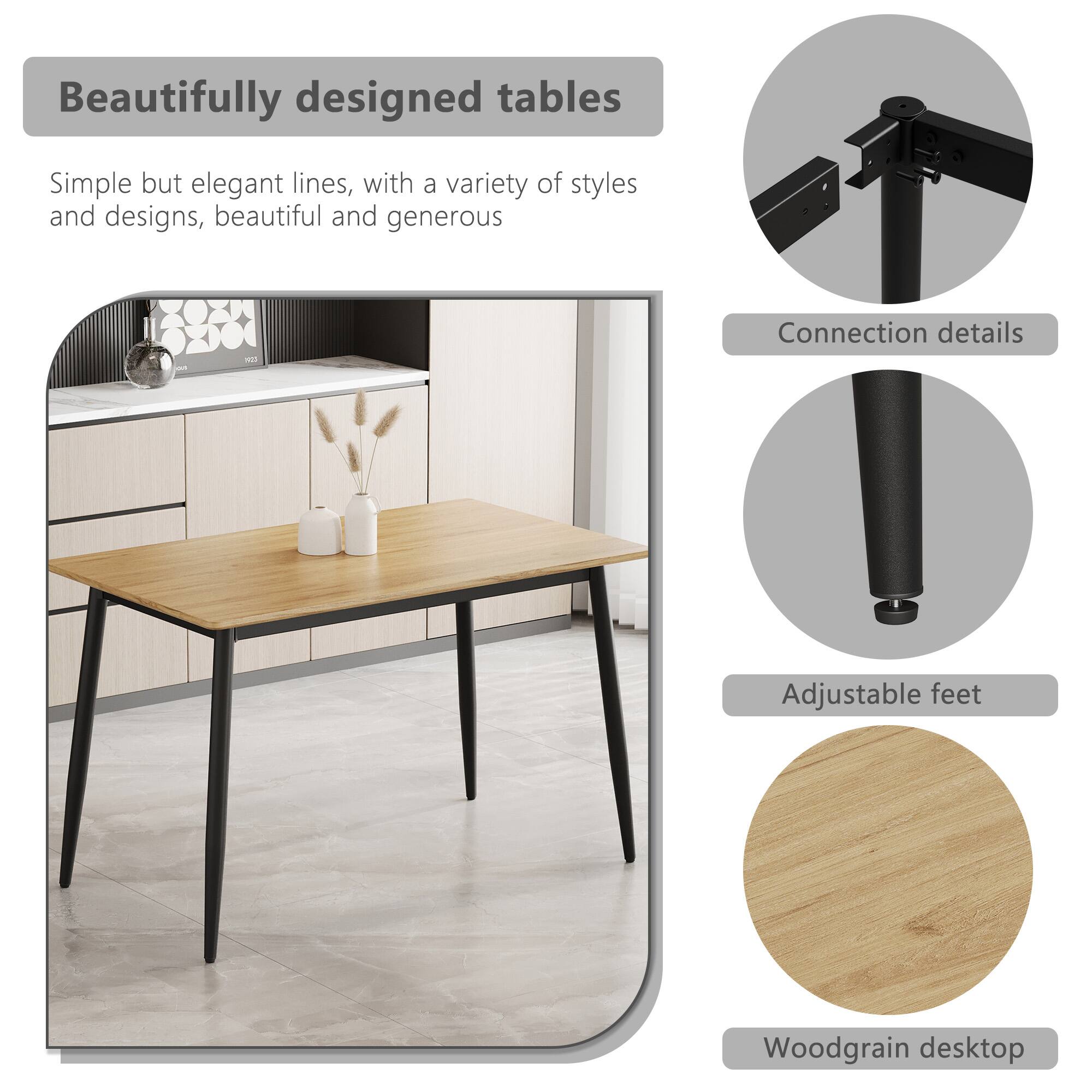 Beautifully designed tables

Simple but elegant lines, with a variety of styles and designs, beautiful and generous

Connection details

Adjustable feet

Woodgrain desktop