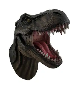 Zeckos - Jurassic Jaws Snarling Tyrannosaurs Rex Wall Mounted Dinosaur Head Bust Sculpture T-Rex Decor - Green