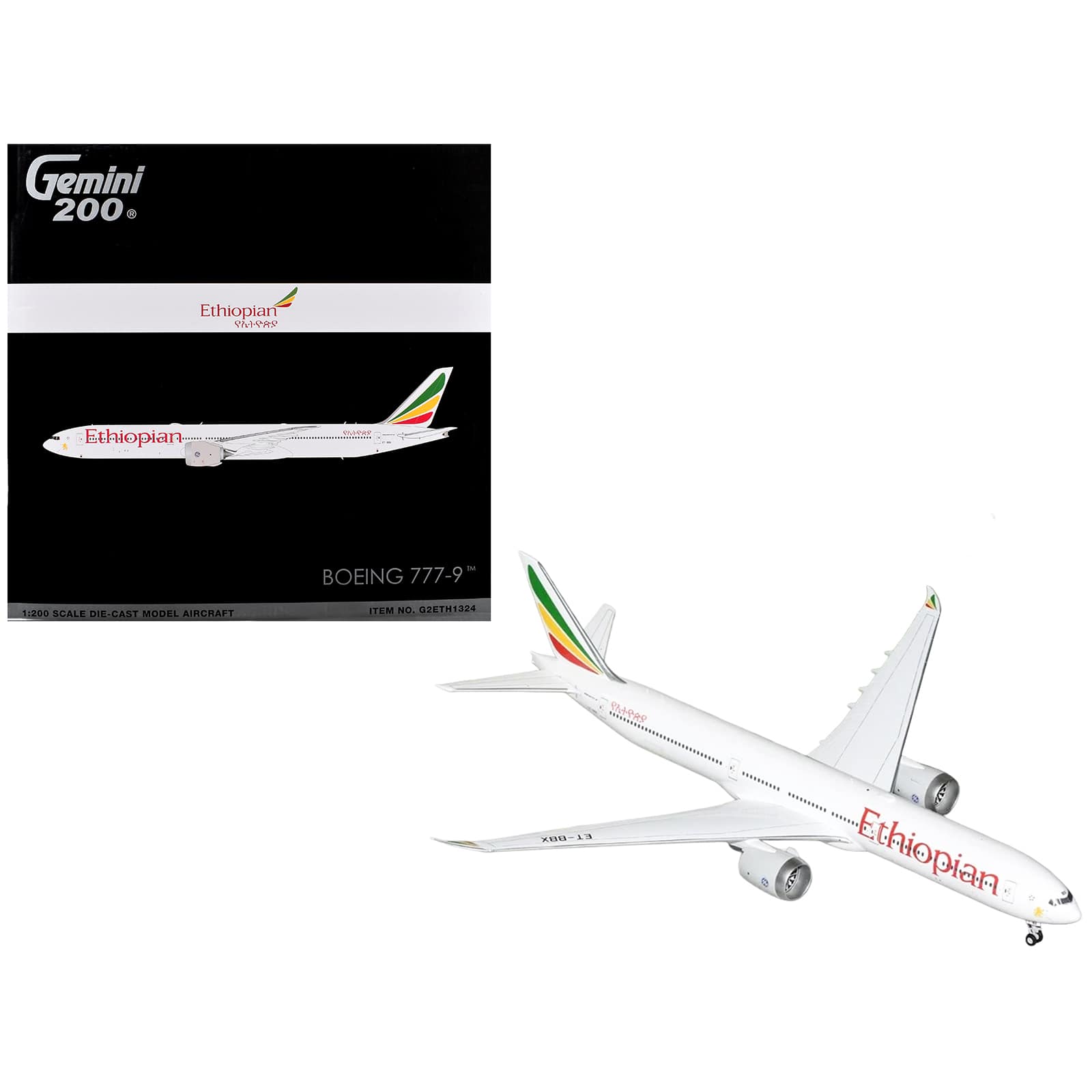 "Boeing 777-9 Commercial Aircraft ""Ethiopian Airlines"" (ET-BBX) White with Stripes 1/200 Diecast Model by GeminiJets" price history on PriceWatchPro