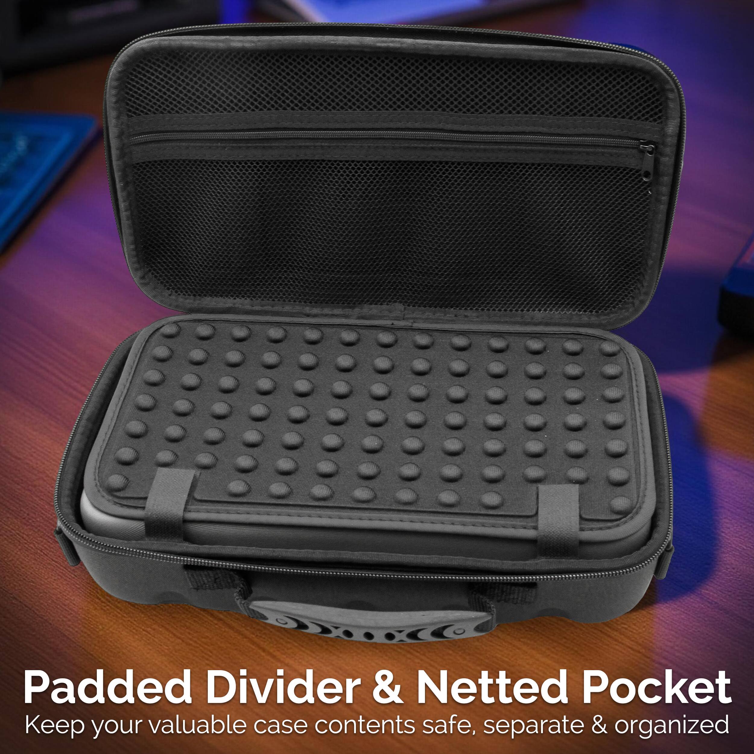 Padded Divider & Netted Pocket  
Keep your valuable case contents safe, separate & organized