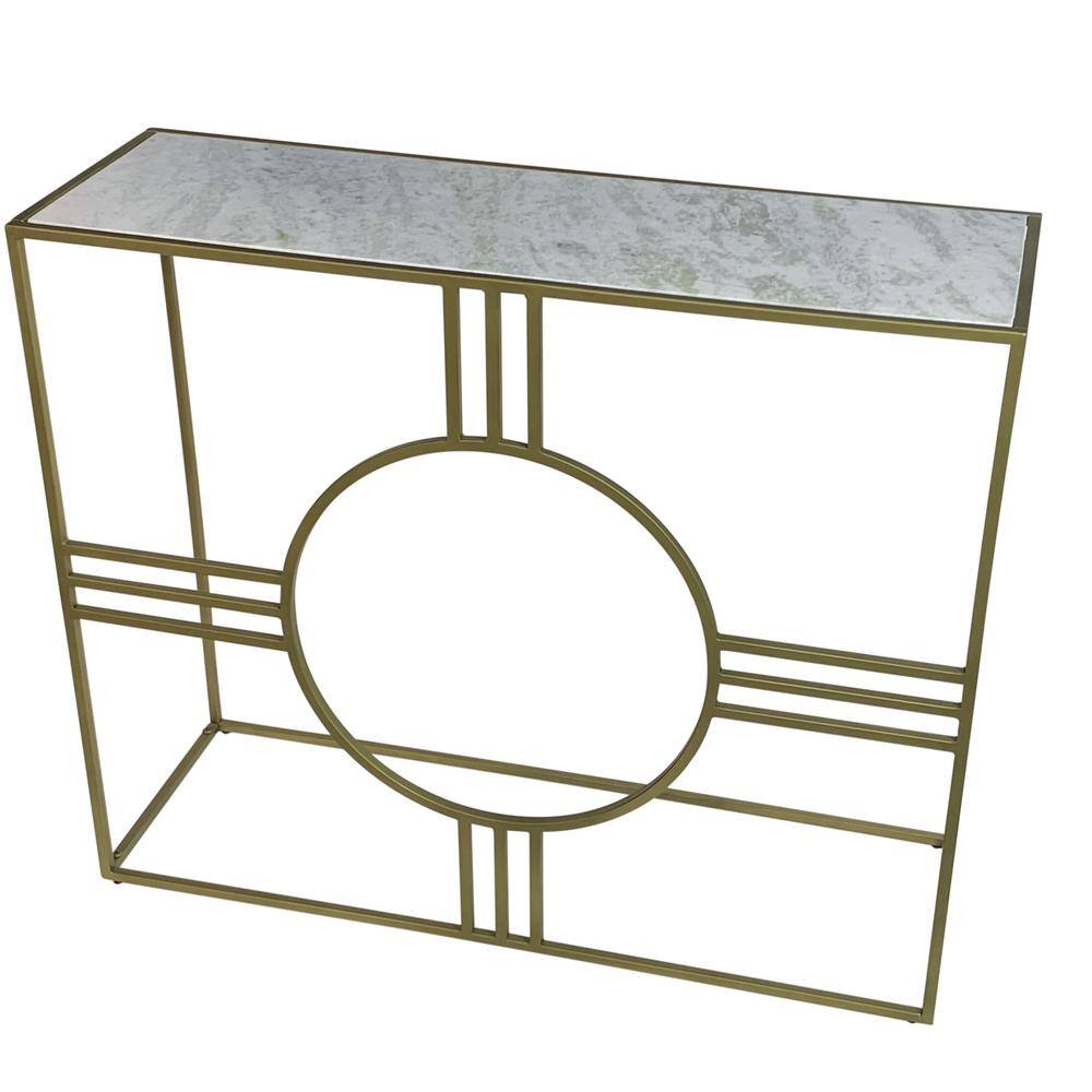 Carolina Chair & Table Marshall Console Table White Marble Antique Gold ...