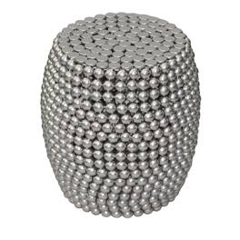 Manhattan Lane - Eve 18" Side End Table | Metallic Beads Studded Pattern | Nickel Coated Iron Frame - Silver