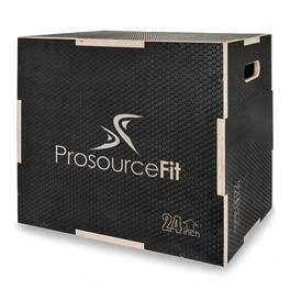 ProsourceFit - 3-in-1 Wood Power Grip Plyometric Box, 30/20/24 - Black