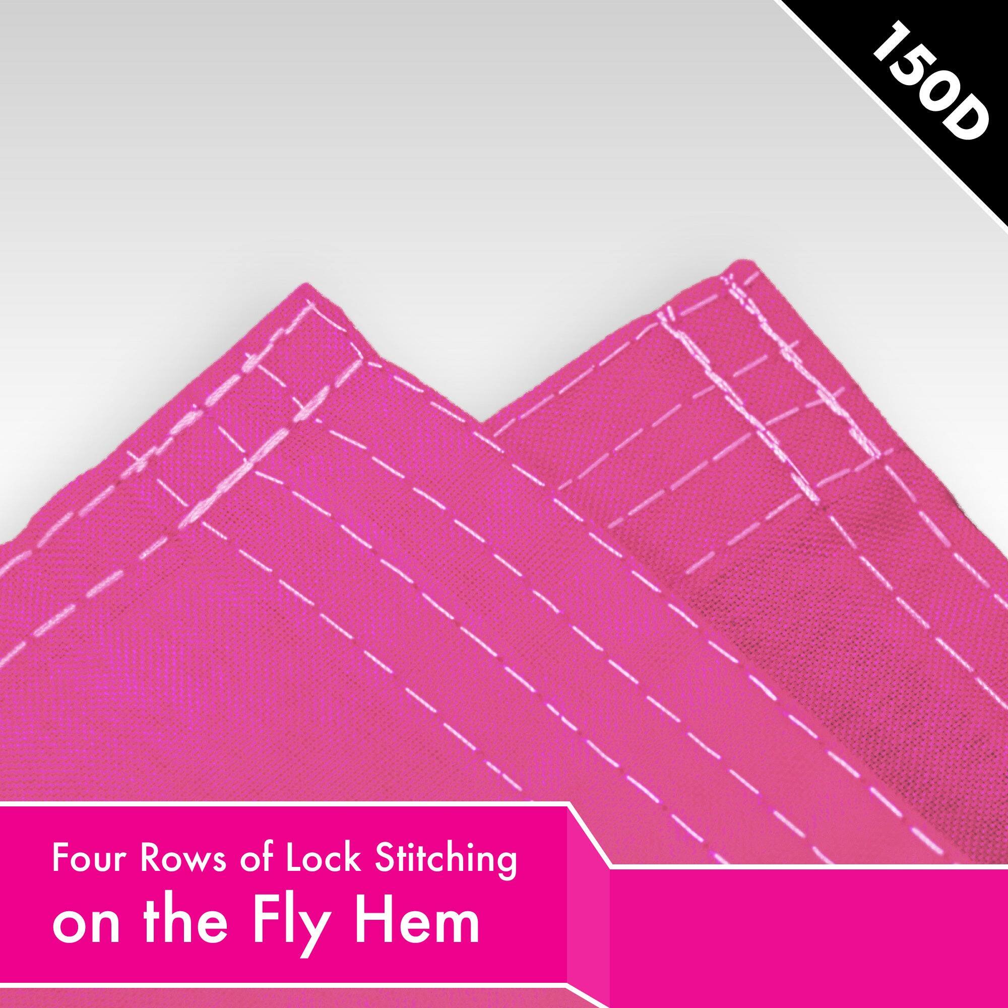 150D  
Four Rows of Lock Stitching on the Fly Hem