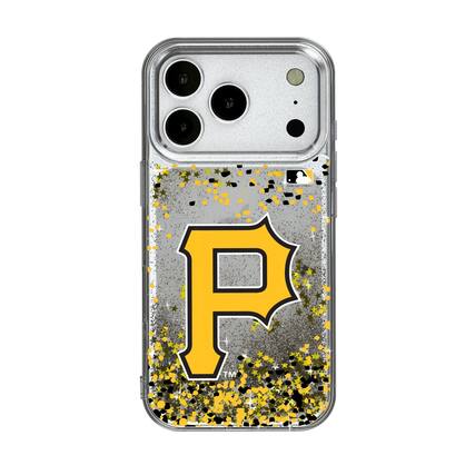Front. Keyscaper - Pittsburgh Pirates Glitter Confetti iPhone Case - 14 Pro - Multicolor.