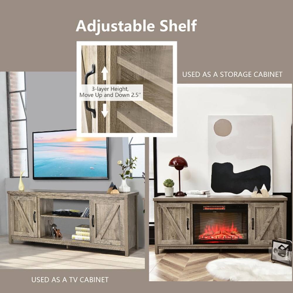 Adjustable Shelf

3-layer Height, Move Up and Down 2.5"

USED AS A STORAGE CABINET

USED AS A TV CABINET