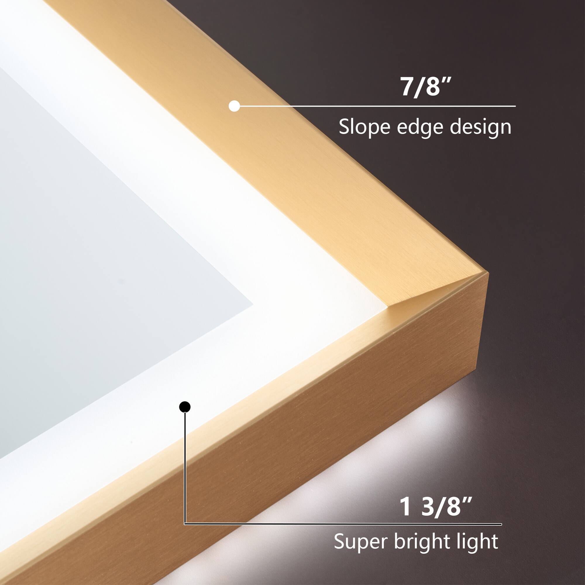 7/8" Slope edge design  
1 3/8" Super bright light