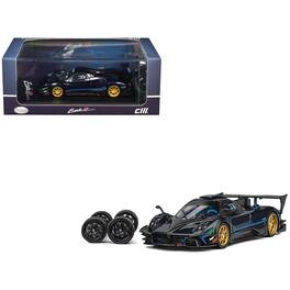 CM Models - Pagani Zonda Revolucion Dark Blue Metallic & Carbon with Extra Wheels 1/64 Diecast Model Car by CM Model